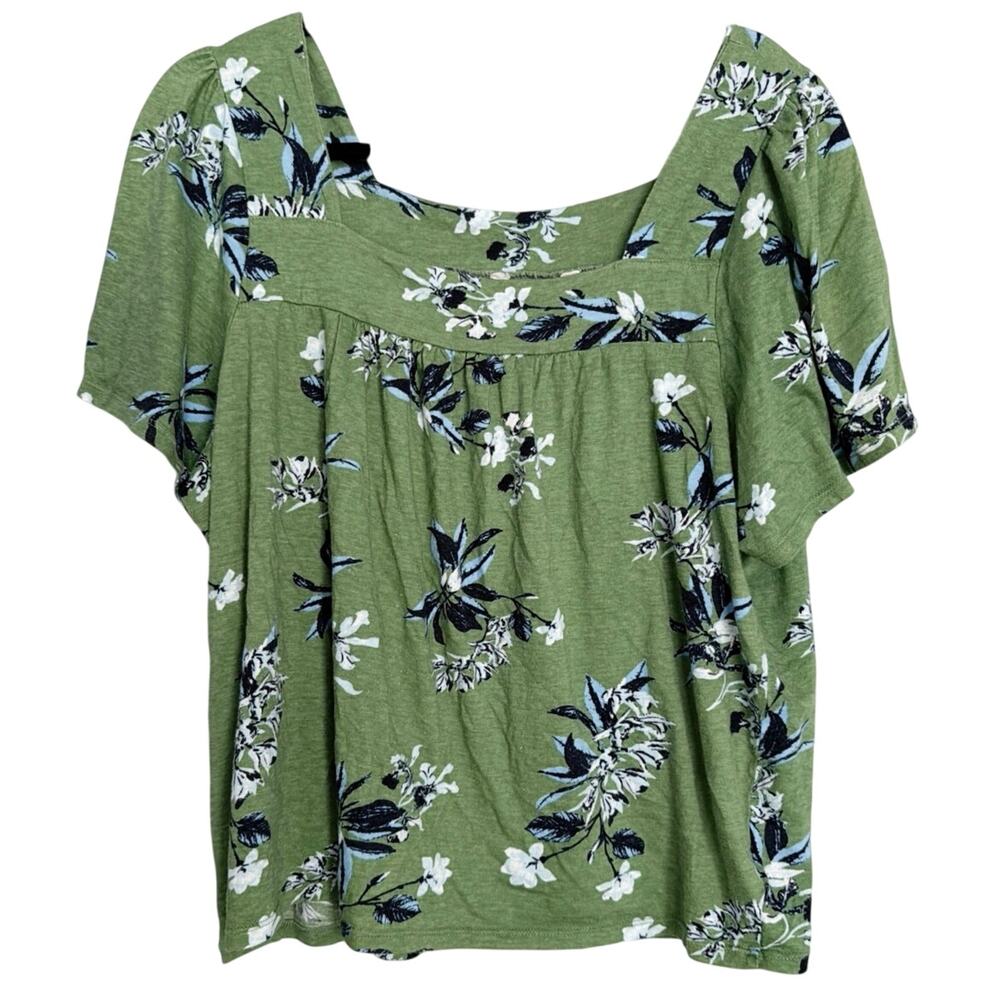 Lucky Brand, Size 1X, Green Square Neck Relaxed Top, Modal Blend, Soft, Stretch